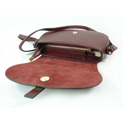 LISTONOSZKA SKÓRZANA TOREBKA CHLEBAK  ZŁOTO ZAMSZ BORDOWA VP116R