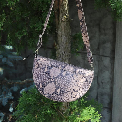 T-12 Torebka franczeska L - print wężowy pudrowy róż KEMER