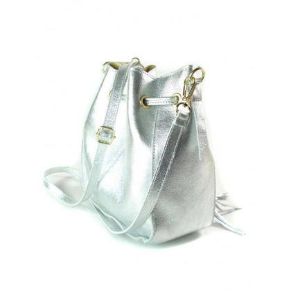 Włoska listonoszka woreczek La Bomba przewieszka złote okucia srebrna skórka nabłyszczana  LB38ARG