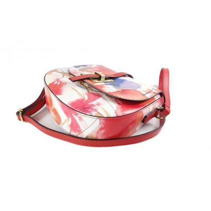 Listonoszka,przewieszka ,skórzany chlebak w kwiaty złote okucia   VP116K3