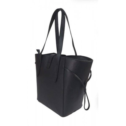 Pakowna włoska torebka skórzana na ramię mieści A4 ,Vera Pelle , Granatowa  BKL25BS