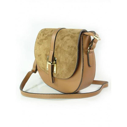 LISTONOSZKA SKÓRZANA TOREBKA CHLEBAK  ZŁOTO ZAMSZ CAMEL VP116C