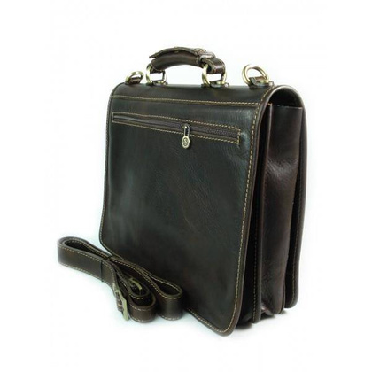 Teczka , męska aktówka ,skóra naturalna dwie przegrody Czekoladowa TM76T