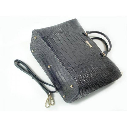 TOREBKI ALIGATOR GRAFIT WŁOSKA SKÓRA POJEMNA TECZKA KUFER A4  TA5044G2