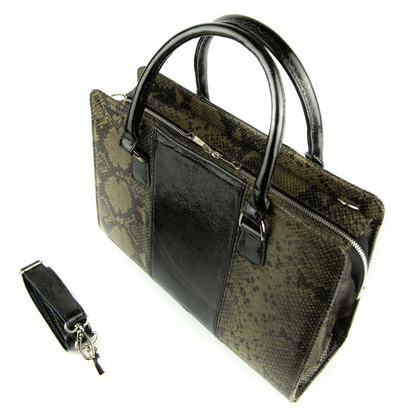 T-03 Torebka z 3 pasów - print wężowy zielony KEMER