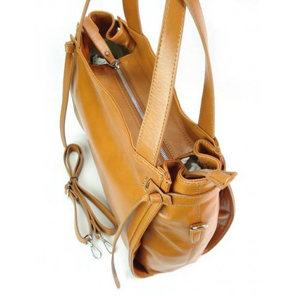 Duża włoska torebka  Vera Pelle na ramię ,pojemna Camel  WLB199C