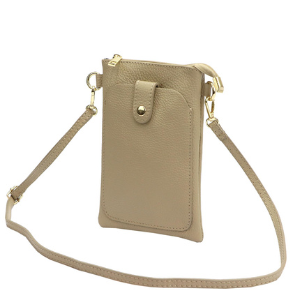 Torebka etui na smartfon, skóra naturalna, pasek