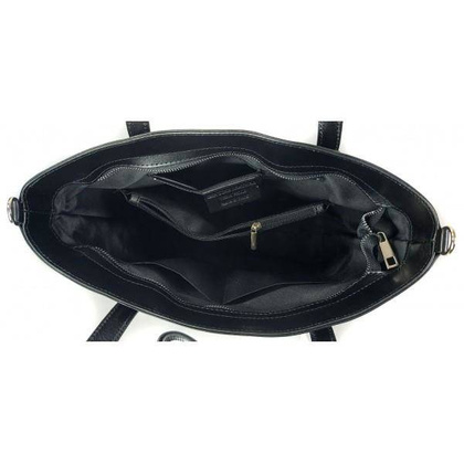 Włoska skórzana klasyczna torebka na ramię Vera Pelle ,format A4, Czarna  VBZ66N