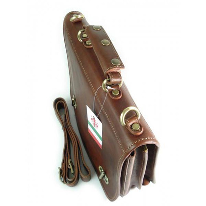 Teczka , męska aktówka ,skóra naturalna dwie przegrody Brązowa TM76M