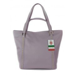 Duża włoska torba na ramię,podwójne uszy, worek Vera Pelle ,Liliowa WM555WR KEMER