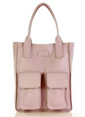 Torebka skórzany shopper z kieszeniami MAZZINI - Ravenna pastelowy róż - min. zamówienie 20 / 50 / 100 szt.
