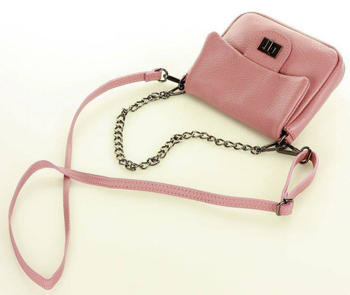 Mini torebka etui na telefon na pasku wizytowa listonoszka phone pouch - MARCO MAZZINI dusty róż - min. zamówienie 20 / 50 / 100 szt.