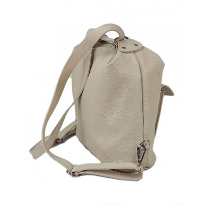 Torebko plecak,Włoski worek na ramię Vera Pelle,pojemny A4 STP12T beżowy