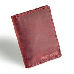 Czerwony cienki portfel ze skóry naturalnej z bilonem slim wallet BRØDRENE SW04 - min. zamówienie 20 / 50 / 100 szt.