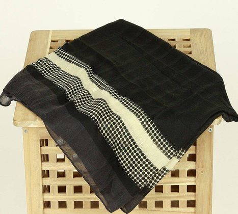 Elegancki szal apaszka damska w paski MAZZINI czarny - min. zamówienie 20 / 50 / 100 szt.