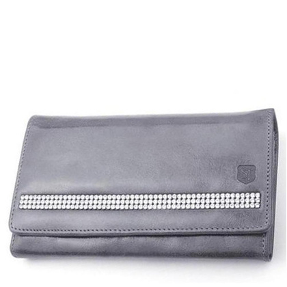 Portfel damski skórzany KEMER Swarovski Elements SV570 Szary  - min. zamówienie 20 / 50 / 100 szt.