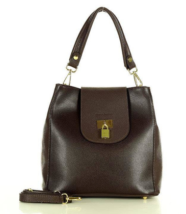 Elegancka torebka na ramię skóra naturalna vera pelle a tracolla - MARCO MAZZINI ciemny brąz caffe - min. zamówienie 20 / 50 / 100 szt.