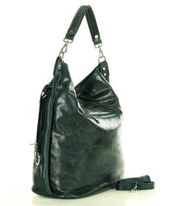 Ponadczasowa torebka worek skórzana MAZZINI - Renella szmaragdowy zielony - min. zamówienie 20 / 50 / 100 szt.