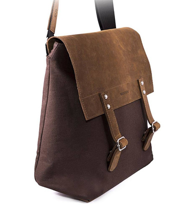 Stylowa torba na ramię z klapą BRØDRENE ML18 brąz + jasny brąz - min. zamówienie 20 / 50 / 100 szt.