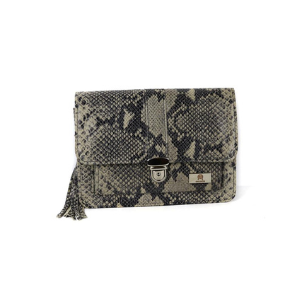 T-06 Torebka z klapką- print wężowy szary KEMER