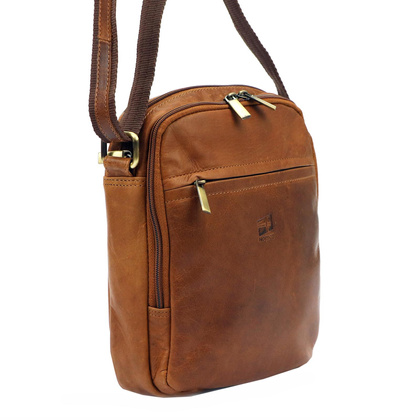 Klasyczna skórzana saszetka męska, brązowa