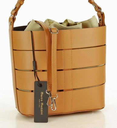 MARCO MAZZINI Torba skórzana bucket letaher elegante bag camel - min. zamówienie 20 / 50 / 100 szt.