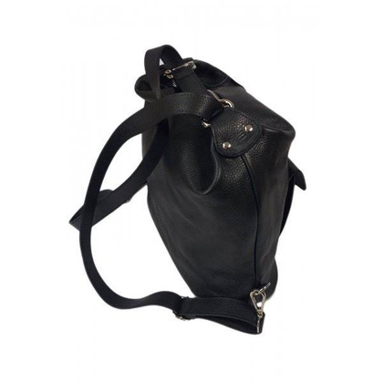 Torebko plecak,Włoski worek na ramię Vera Pelle,pojemny A4 STP12N czarny