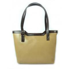 VERA PELLE TOREBKI  SKÓRZANE NA RAMIĘ  A4  BEŻ Z BRĄZEM  V19TN