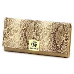 Duży damski portfel skórzany, wytłaczany rysunek skóry węża