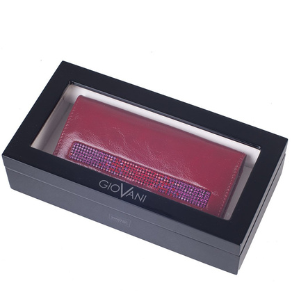 Portfel damski skórzany KEMER Swarovski Elements DV150 Czerwony - min. zamówienie 20 / 50 / 100 szt.