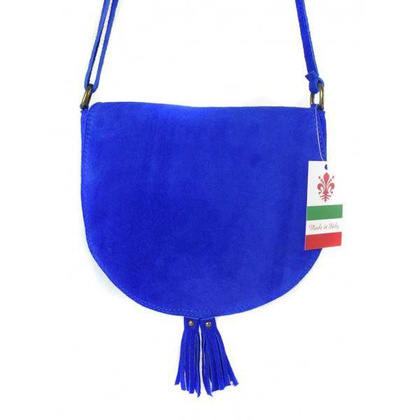 Zamszowa listonoszka ,chlebak  Vera Pelle ,pojemna przewieszka A5 Chabrowa  VP490BB2