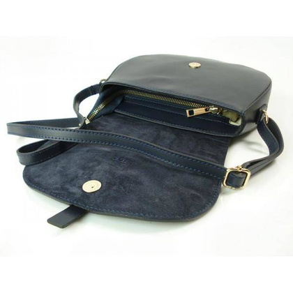 Listonoszka skórzana torebka chlebak złoto zamsz Granatowa VP116BS