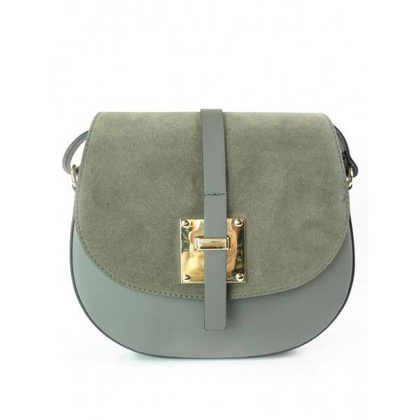 LISTONOSZKA SKÓRZANA TOREBKA CHLEBAK  ZŁOTO ZAMSZ SZARA  VP116G