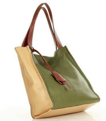 Modny skórzany shopper MAZZINI - Portofino Max multi moro zieleń militare - min. zamówienie 20 / 50 / 100 szt.