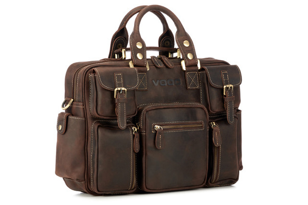 Torba skórzana na laptop 15,6" KEMER VOOC XC1 Czekoladowy brąz