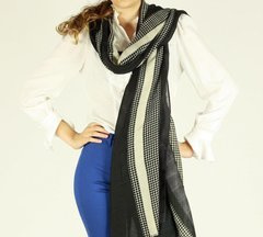Elegancki szal apaszka damska w paski MAZZINI czarny - min. zamówienie 20 / 50 / 100 szt.