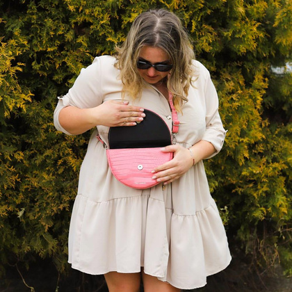 T-12 Torebka franczeska S - croc. róż