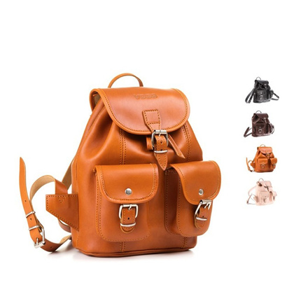 Mały plecak skórzany KEMER VOOC Vintage P2 Beżowy