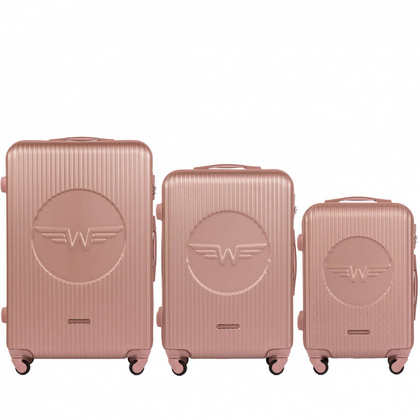 Zestaw 3 walizek WINGS SWL01-3KPL Różowy