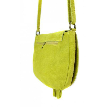 Zamszowa listonoszka ,chlebak  Vera Pelle ,pojemna przewieszka A5 Żółta  VP490GL