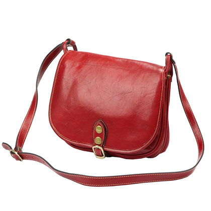 Skórzana torebka, listonoszka 8863 czerwona