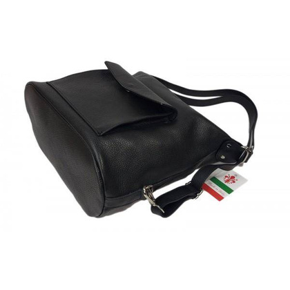 Torebko plecak,Włoski worek na ramię Vera Pelle,pojemny A4 STP12N czarny