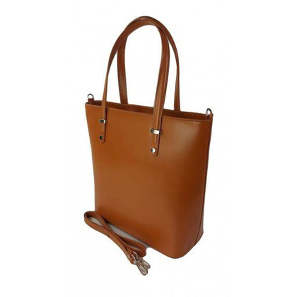 Włoska skórzana klasyczna torebka na ramię Vera Pelle ,format A4, Camel  VBZ66C