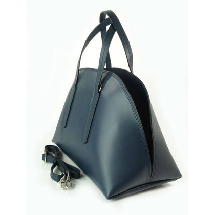 Kuferek Vera Pelle  Włoska torebka do ręki  granatowy K652BS