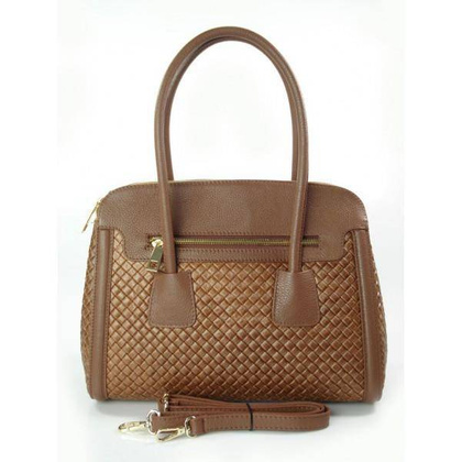 KUFEREK TRZY KOMORY ZŁOTE OKUCIA NA RAMIĘ TOREBKA VERA  PELLE  SKÓRA KRATKA CARMEL HIT  NM33C