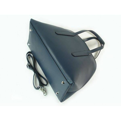 Kuferek Vera Pelle  Włoska torebka do ręki  granatowy K652BS