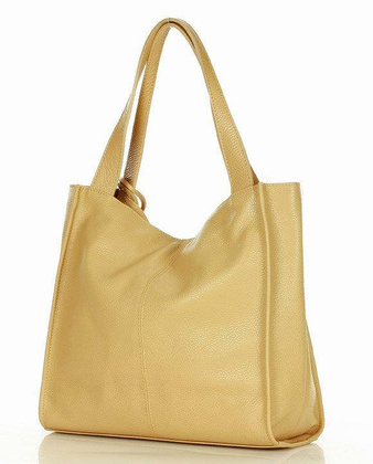 Modny skórzany shopper MAZZINI - Portofino Max karmelowy beż - min. zamówienie 20 / 50 / 100 szt.