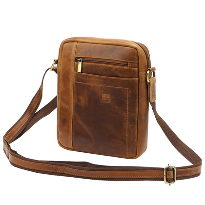 Klasyczna skórzana saszetka męska, na ramię, torebka męska