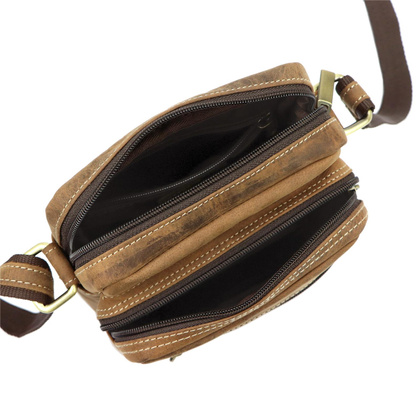 Klasyczna saszetka męska z naturalnej skóry nubuk, doskonała jakość