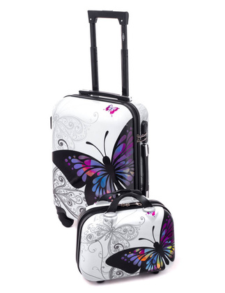 Mała kabinowa walizka KEMER RGL PRINT S + KUFEREK Motyl 